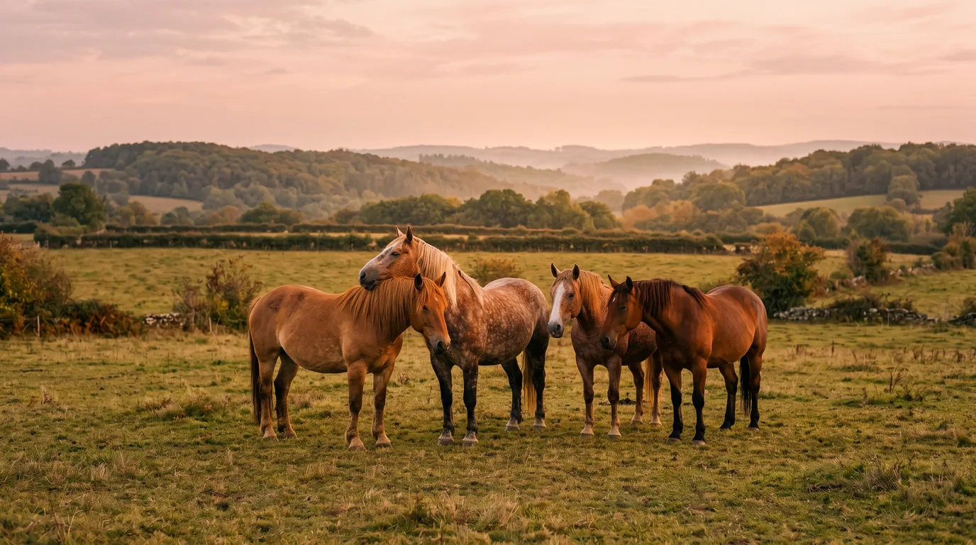 Les chevaux du Ferme équestre de Sardin en liberté, Dordogne